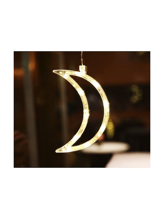 Ornament De Crăciun Iluminat În Formă De Lună 18.5x12 Cm Ventuză Alb Cald Flippy