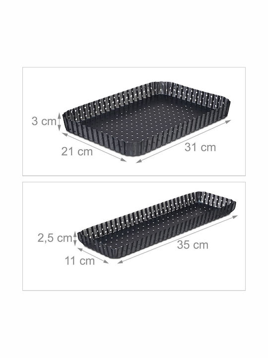 Relaxdays Formă De Tăvi și Tăvi Pentru Copt Pentru Tartă 3x21cm 2 Bucăți
