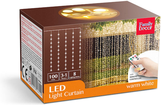 10 LED Weihnachtsbeleuchtung 3m x 100cm Vorhang