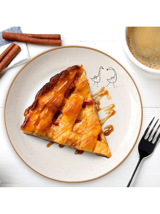 Orion Ceramic Beige Dessert Plate with Diameter 20cm