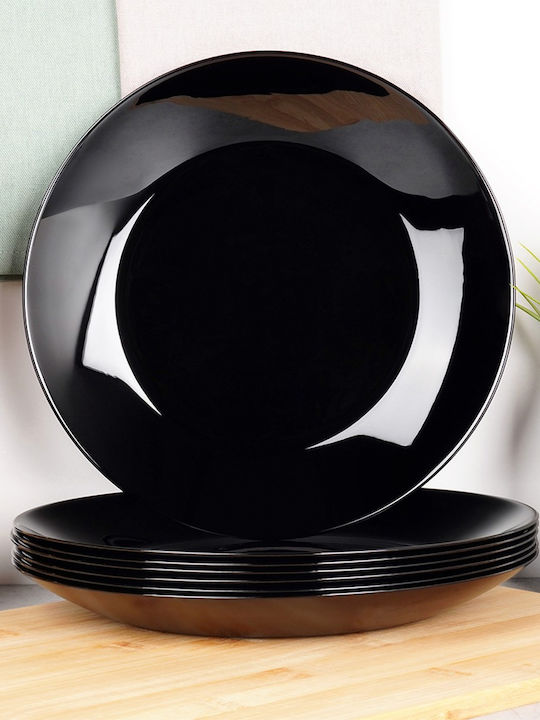 Vilde Servierplatte Untiefe Glas Schwarz 25,5cm 6 Stücke