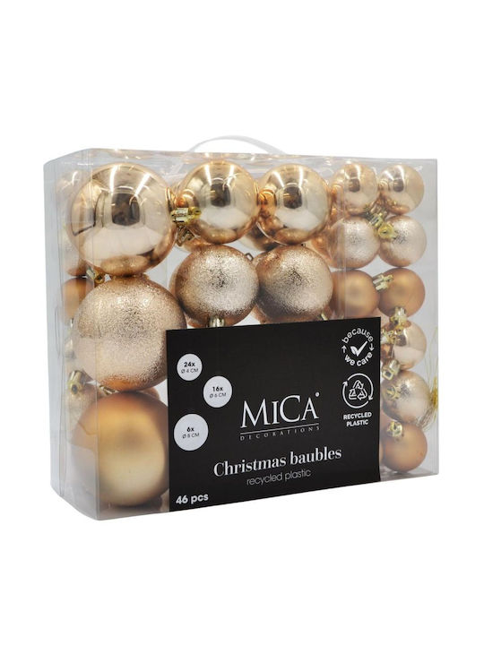 Decorative Plastic Bauble Safe 46 Pcs Mica Copper