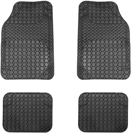 Set Universal Pvc Rubber Car Mats 4 Pcs Front Rear Non-slip Black