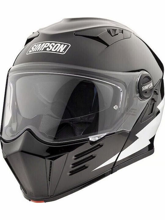 Simpson Darksome Hellfire Motorradhelm Aufklappbar ECE 22.06 Gewicht (+/-50 gr) mit Pinlock (Anti-Beschlag-Folie) und Sunvisor