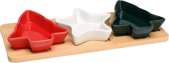 Excellent Houseware Set Tavă Porțelan Brazi Roșii 70ml 4 Bucăți