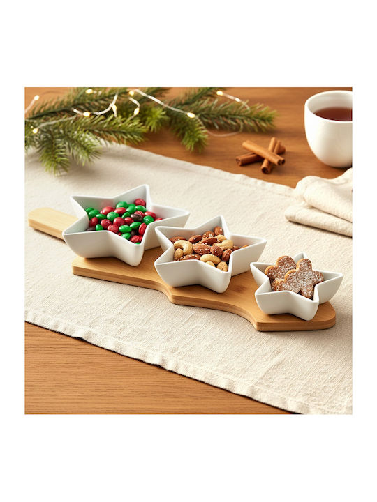 Excellent Houseware Set Tavă Porțelan Stele 65ml 4 Bucăți