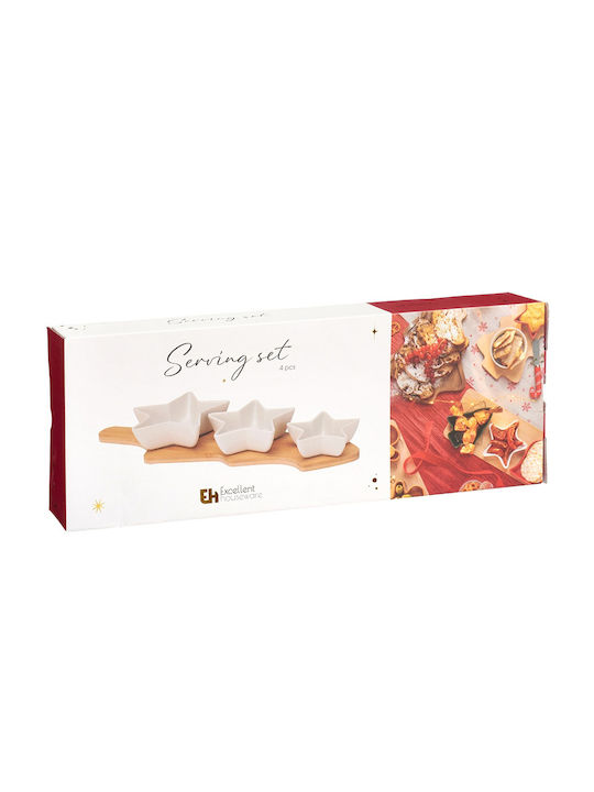 Excellent Houseware Set Tavă Porțelan Stele 65ml 4 Bucăți