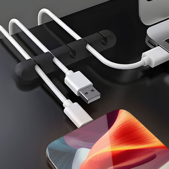 Set 10 Schwarze Klebende Silikon-Kabelclips für Büro