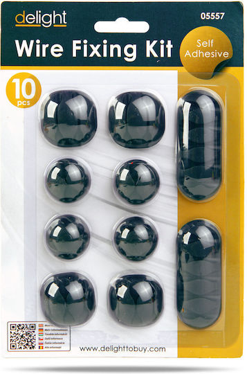 Set 10 Schwarze Klebende Silikon-Kabelclips für Büro