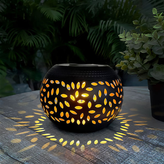 Lampă Solară Decorativă Efect Flacără 12 Leduri 15 Cm Metal Iluminat Ambiental Exterior Grădină