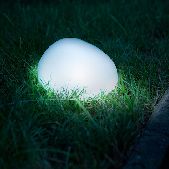 Lampă Solară de Grădină Tip Pietricică Sticlă Mată Led Alb Cald Decor Exterior