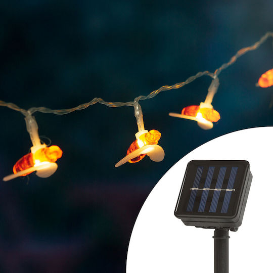 Instalație Led Solară 2.3m 20 Leduri Alb Cald Decor Albină Iluminat Grădină Exterior Ip44 Fără Fir