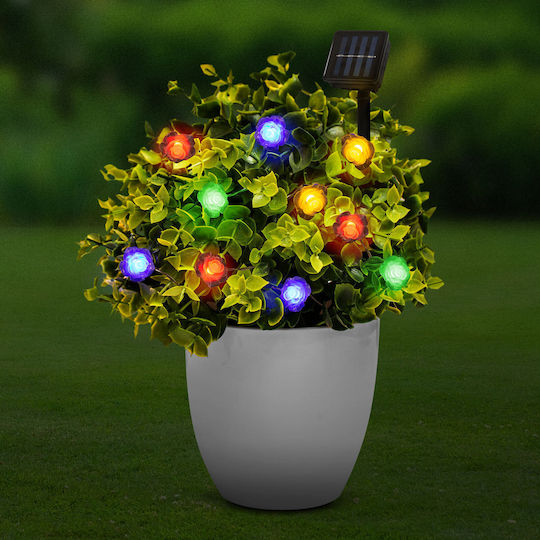 Instalație Solară Led 2.3m 20 Leds Multicolore Decor Floare de Grădină Iluminat Exterior Fără Fir Ip44