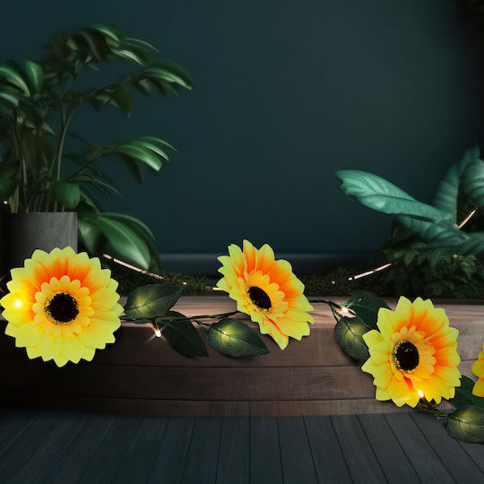 Ghirlandă Solară Floare 2 M 20 Leduri Alb Cald Decorative Iluminat Exterior Grădină