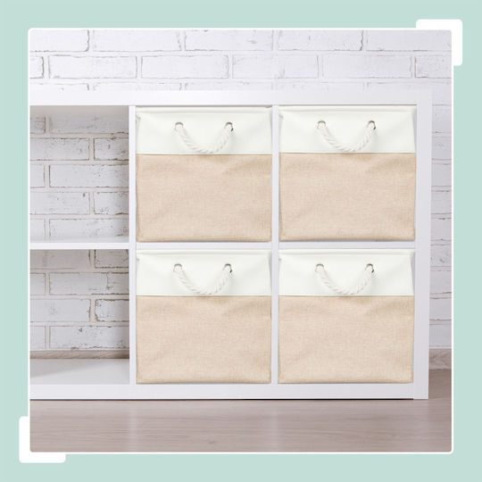 Relaxdays Fabric Beige Storage Box 4 Pieces