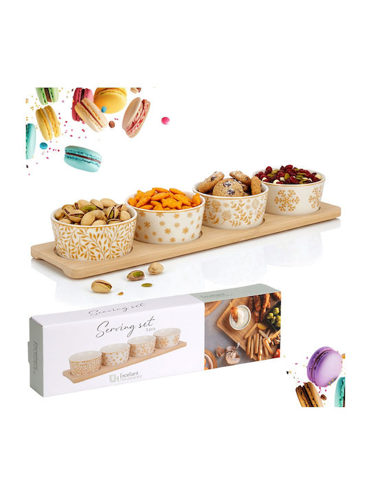 Excellent Houseware Σουπλά Στρογγυλό Κεραμικό Χρυσό 5τμχ