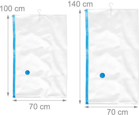 Relaxdays Geantă Din Plastic Pentru Depozitare Haine Depozitare Pentru Îmbrăcăminte Cu Vid Alb 140x70cm