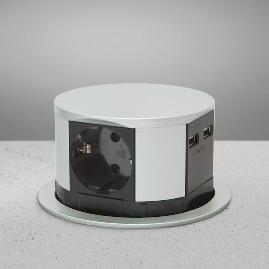 Alista Home Bandă de Alimentare cu 3 Prize cu USB-A USB-C și Cablu de 1.5m Argintiu