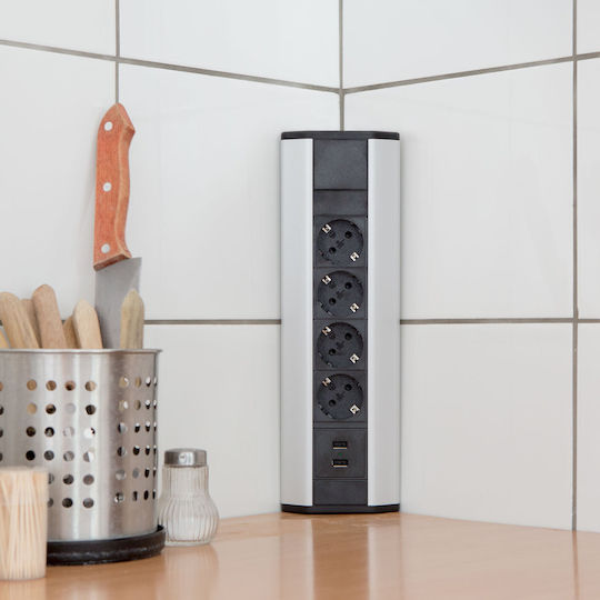 Alista Home Bandă de Alimentare cu 3 Prize cu USB-A și Cablu de 1.5m