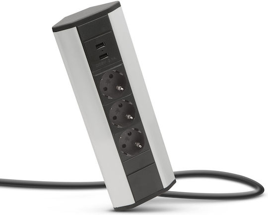 Alista Home Bandă de Alimentare cu 2 Prize cu 2 Porturi USB-A și Cablu de 1.5m