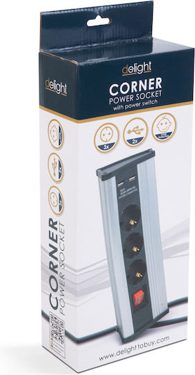 Alista Home Bandă de Alimentare cu 3 Prize cu USB-A Comutator și Cablu 1.5m