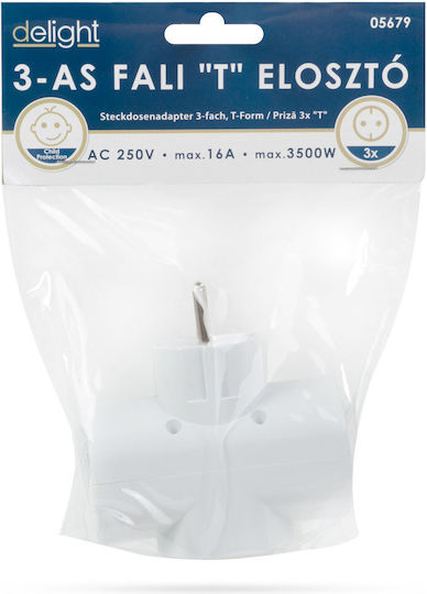 Alista Home T-Shaped Wall Plug 3 Sockets with Switch