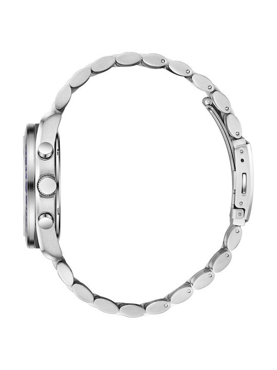 Beverly Hills Polo Club Dual Time Men's Battery Watch with Silver Metal Bracelet