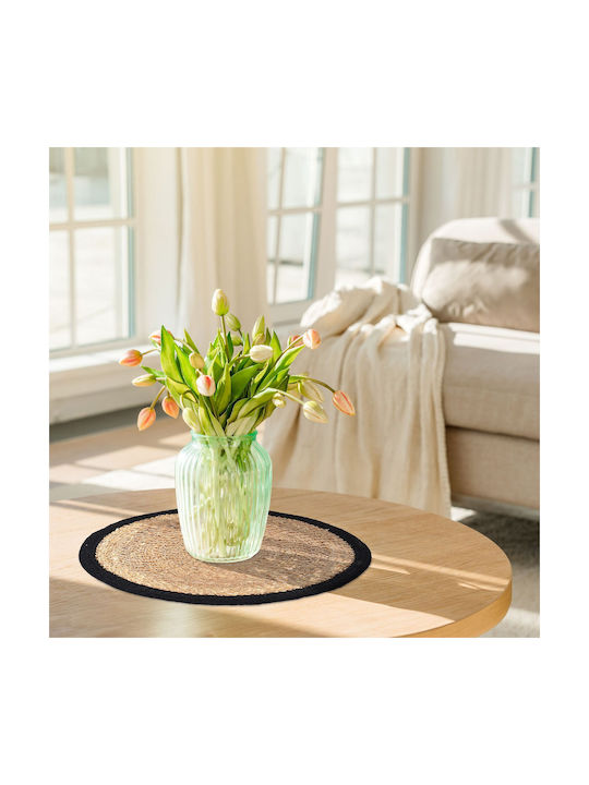 Relaxdays Round Beige Placemats 37cm 4 Pieces