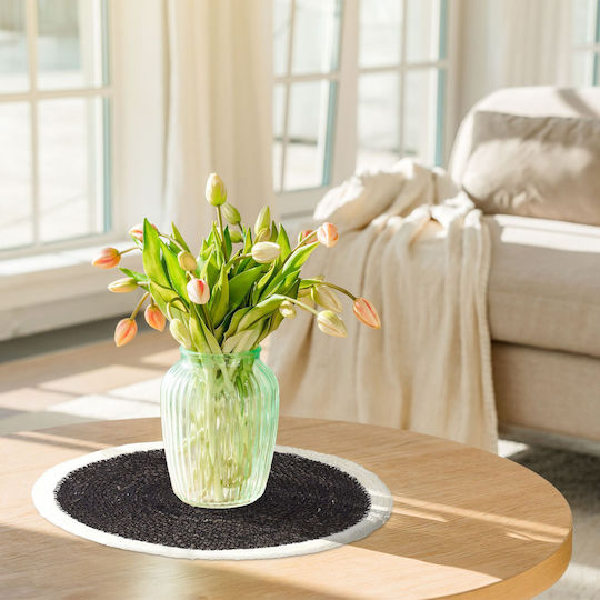 Relaxdays Seturi De Masă Rotundă Neagră 37cm 4 Bucăți