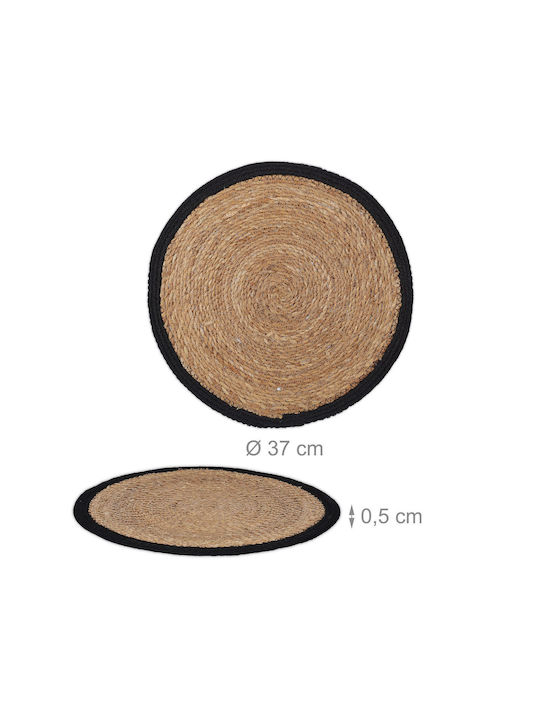 Relaxdays Round Beige Placemats 37cm 4 Pieces