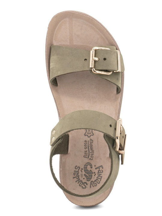 Panagiota Leather Women's Anatomic Sandals Khaki