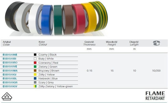 Elektrische Isolierbänder 10m*15mm Grau Be Esb1510gr