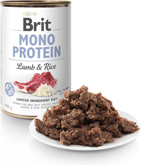 Brit Mono Protein Υγρή Τροφή Σκύλων σε Κονσέρβα με Αρνί, Ρύζι και Κρέας 12x400gr