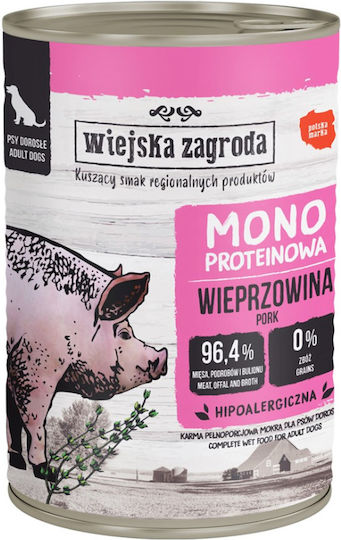 Wiejska Zagroda Υγρή Τροφή Σκύλων με Χοιρινό 12x400gr
