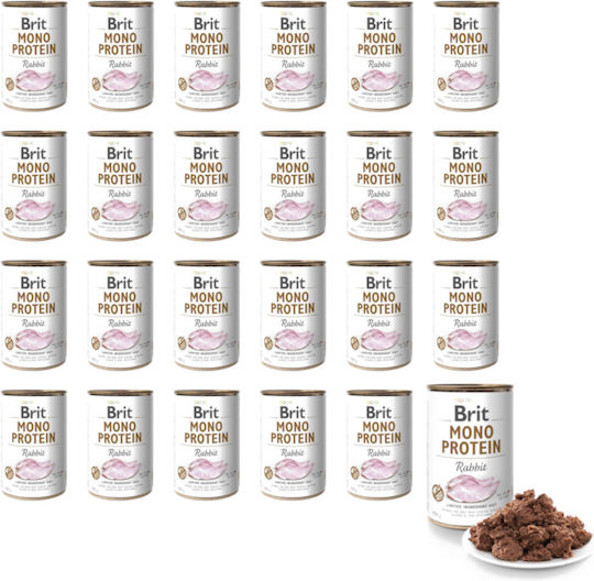 Brit Mono Protein Течна Храна за Кучета в Консерва с Заек и Месо 24x400gr
