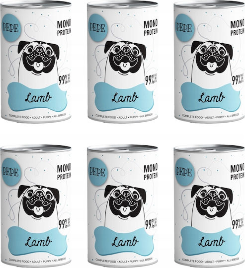 Paka Zwierzaka Wet Dog Food in Cans with Lamb and Meat 6x400gr