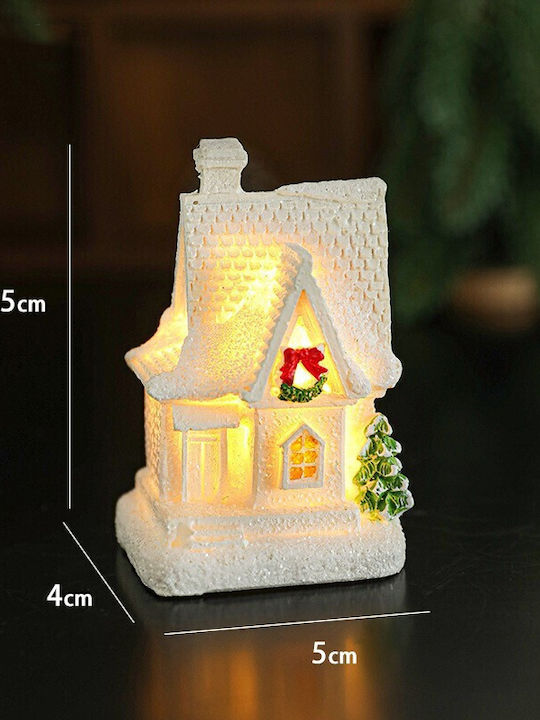Decorațiune Ornament De Crăciun Flippy Rășină Casă De Crăciun Model Casă Mică Iluminată Din Interior 8.5 X 5 X 4 Cm Albă