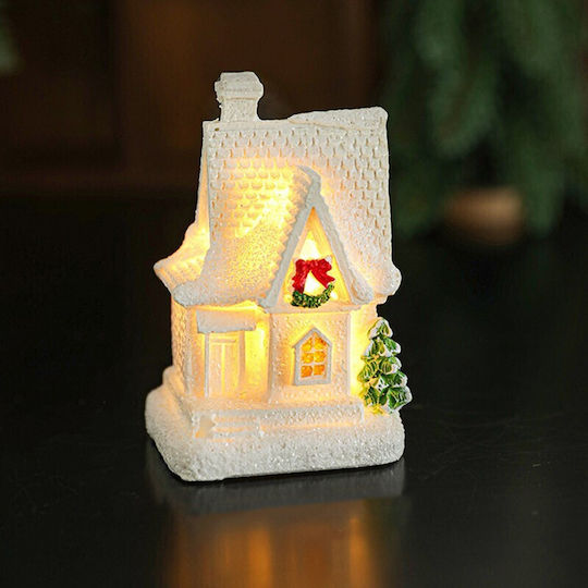 Decorațiune Ornament De Crăciun Flippy Rășină Casă De Crăciun Model Casă Mică Iluminată Din Interior 8.5 X 5 X 4 Cm Albă