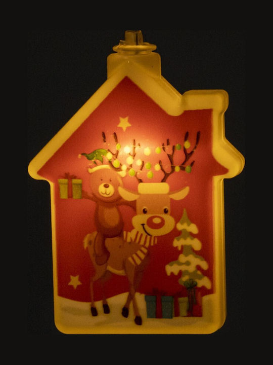 Decorațiune Luminoasă Alb Cald De Crăciun În Formă De Casă 11.5 X 9.7 Cm Agățătoare Ren