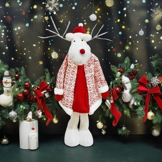 Decorative Figurine Christmas Flippy Reindeer Telescopic Legs Adjustable Height 42 80 Cm Coat White Red