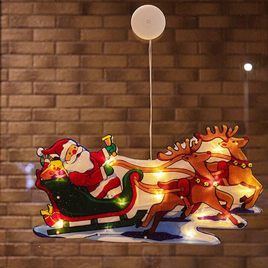 Decoratiune De Fereastră De Crăciun Flippy Sanie Ren Iluminate Cu Leduri Alb Cald 26 Cm