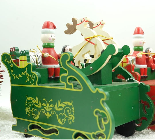 Decorated Music Box Santa's Sleigh Green Wooden 16 Cm X 18.5 Cm Indoor Alista Home