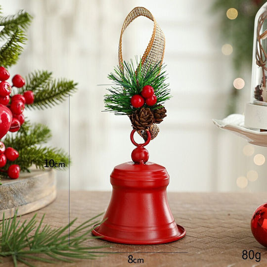 Clopoțel Metalic Flippy Pentru Bradul De Crăciun Ornament De Crăciun Cu Ramură De Pin Roșu 10 X 8 X 8 Cm