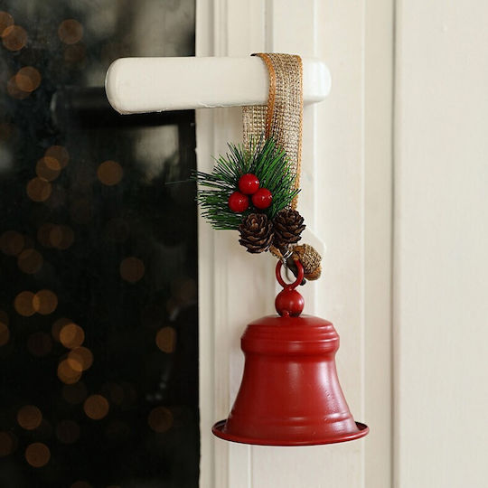 Clopoțel Metalic Flippy Pentru Bradul De Crăciun Ornament De Crăciun Cu Ramură De Pin Roșu 10 X 8 X 8 Cm