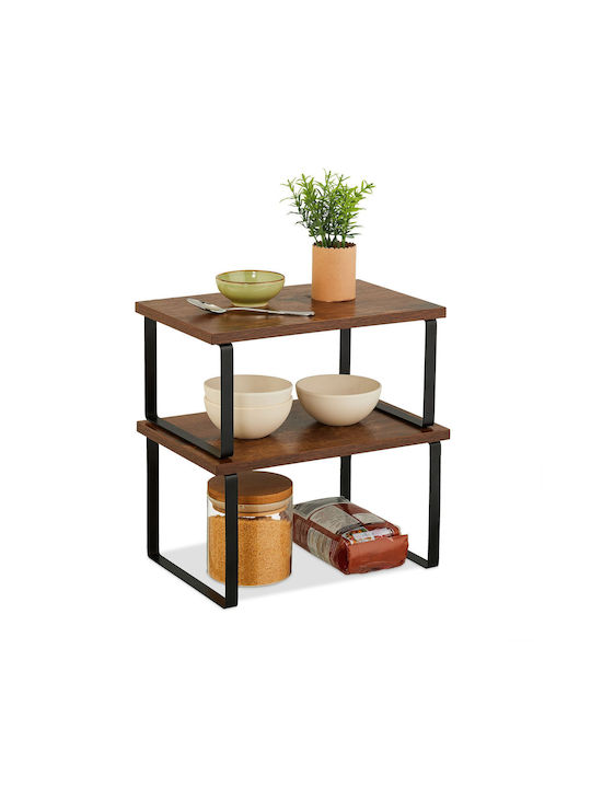Relaxdays Bază De Masă Din Lemn 30x19.5x16.5cm 2 Bucăți Maro