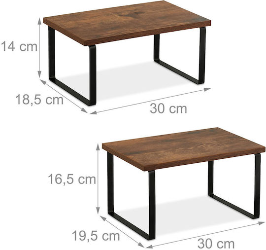 Relaxdays Tischspiel Holz Basis 30x19,5x16,5cm 2Stücke Braun