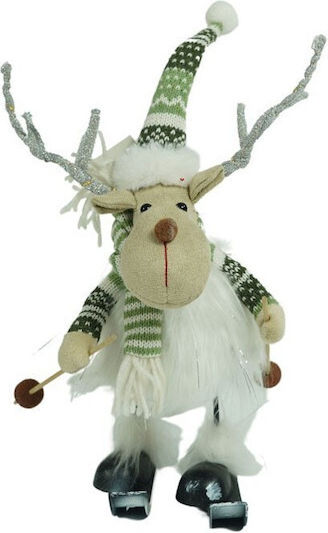Weihnachtsfigur Rentier auf Skiern Alista Home Weiß Grün Textil 33 cm Weihnachtsfigur Rentier auf Skiern Alista Home Weiß Grün Textil 33 cm