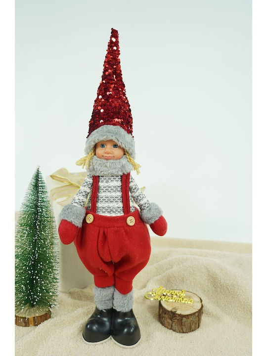 Christmas Doll Ornament Alista Home Red Gray Textile 58 Cm