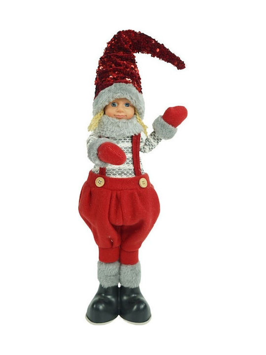 Christmas Doll Ornament Alista Home Red Gray Textile 58 Cm