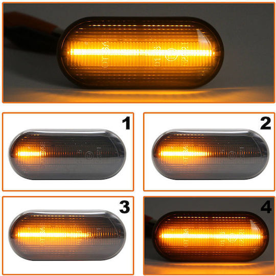 Vw Bora Caddy Ii Golf Iv Jetta Lupo Multivan V Passat B5 Polo Iii Sharan T5 Led Side Turn Signal Smoked Dynamic 2 Pcs Set